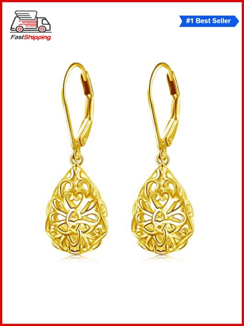 ✨SHAOAN 925 Sterling Silver Filigree Dangle Drop Leverback Teardrop Earrings